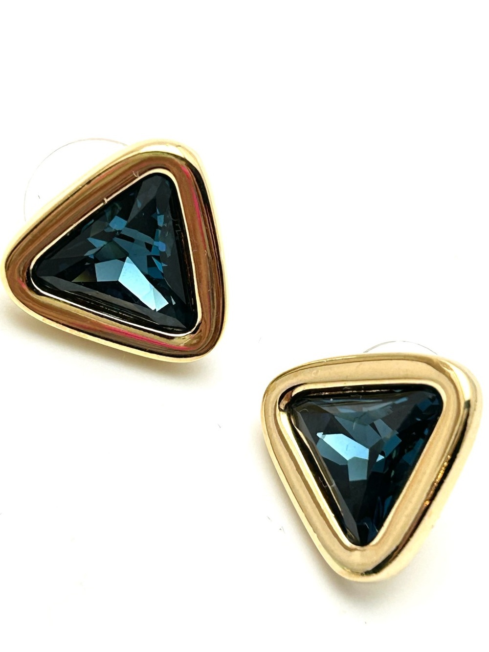 Swarovski Crystal Vintage SAL Blue Crystal Triangle Earrings